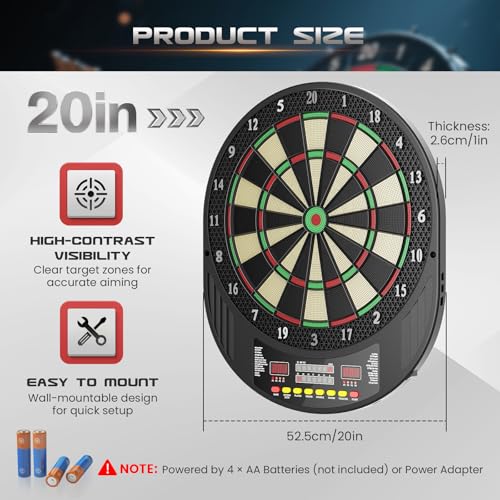 Professional Electronic Dartboard with Digital LCD Screen and Soft Tip Darts Dartboard with 27 Games, 243 Modes, Ideal for Friends, Family, Office, Clubs and Pubs Parties