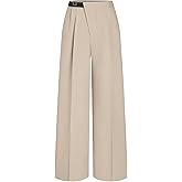 CIDER Dress Pants Women Mid Rise Belted Pocket Pleated Wide Leg Trousers