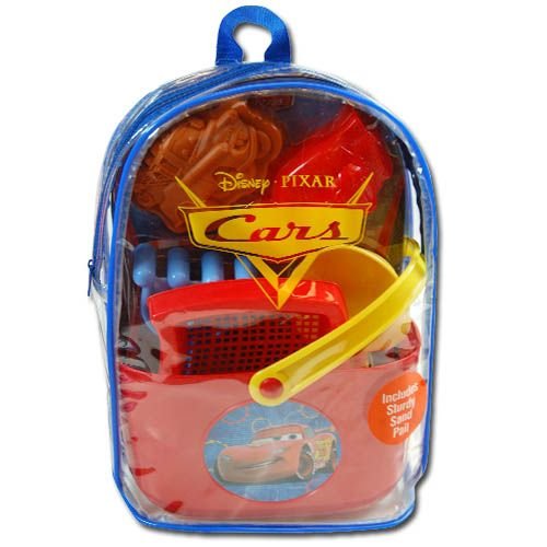 Cars Beach Toys W/ Sand Pail in a Clear Backpack