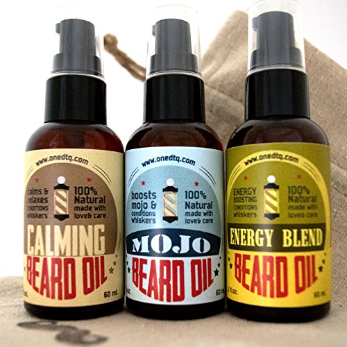 Beard Grooming Oil Gift Set: Energy Beard Oil, MOJO Beard Oil and Calming Beard Conditioner