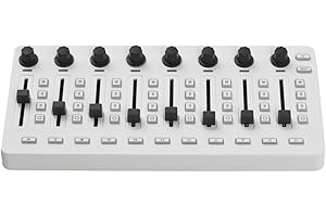 Rofawee MIDI Controlle MIDI Mixing Console with 43 Buttons 8 Knobs 8 Push Buttons BT Connection Battery/pe-C Power Supply USB
