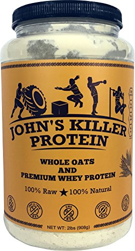 JOHN S KILLER PROTEIN - ORGANIC OATS BLEND. Our ideal mix of Organic Oats and our 100% Natural and Raw Whey Protein. GMO Free, Soy Free, Growth Hormones Free, and Additives Free.