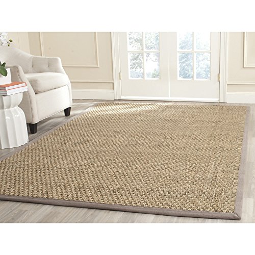 Safavieh Natural Fiber Collection NF114P Basketweave Natural and  Grey Seagrass Area Rug (6' x 9')