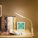AnSun Rechargeable LED Desk Lamp Clip on Table Light with Battery Powered (2000mAh) 3 Color, Stepless Dimmable Touch Control 360° Flexible Reading Clamp Lamp for Study Bedroom Office (White)