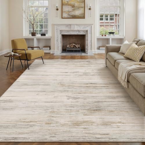 PureCozy Carpet Living Room 200 x 300 cm Bedroom Rug Living Room Beige Rugs Non-Slip Washable Washing Machine Modern Abstract Carpet, Bedroom, Dining Room, Foot, Bed, Rug Short Pelo Large Carpet