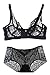 VamJump Women Sexy Full Lace Bralette See Through Bra Set And Panty