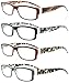 Fiore® Animal Print Spring Hinge Rectangular Reading Glasses Light Weight 4-Pack