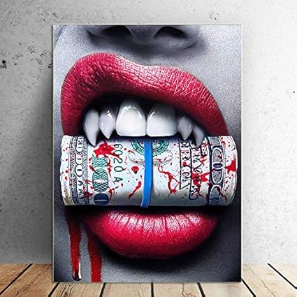 Amazon Com Faicai Art Sexy Red Lips With Money Dollars Canvas Art - faicai art sexy red lips with money dollars canvas art prints home decor paintings printed oil