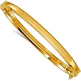 JewelryWeb 4.75mm 14k Solid Yellow Gold Polished Hinged Bangle Bracelet Cuff Bracelet for Women