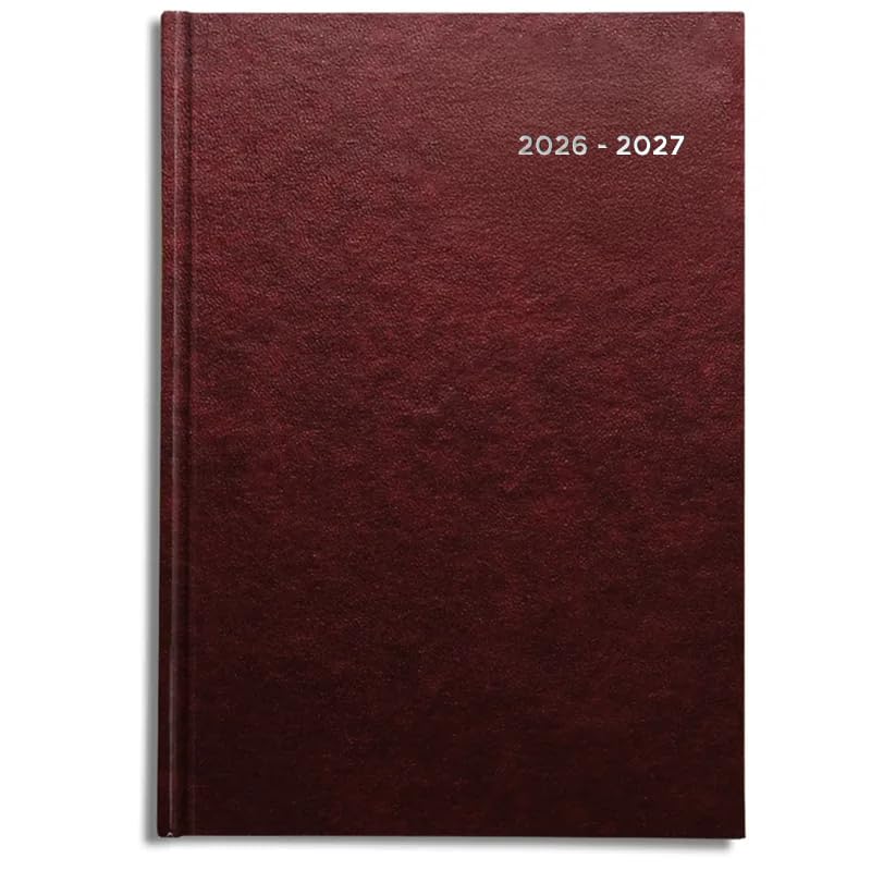 Academic Diary 2026-2027 A4 Page a Day by Pirongs | Mid year Diary 2026-2027 | A4 Diary, Hardback/Casebound Quality - Burgundy