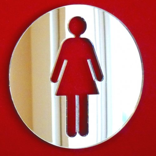Super Cool Creations Round Female Toilet Sign Mirrors - 45cm x 45cm