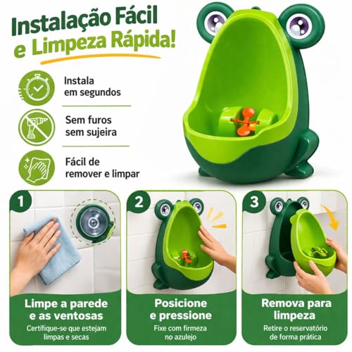 Mictório Infantil Sapinho Para Meninos - Penico de Parede Para Treinamento de Desfralde Com Alvo Giratório
