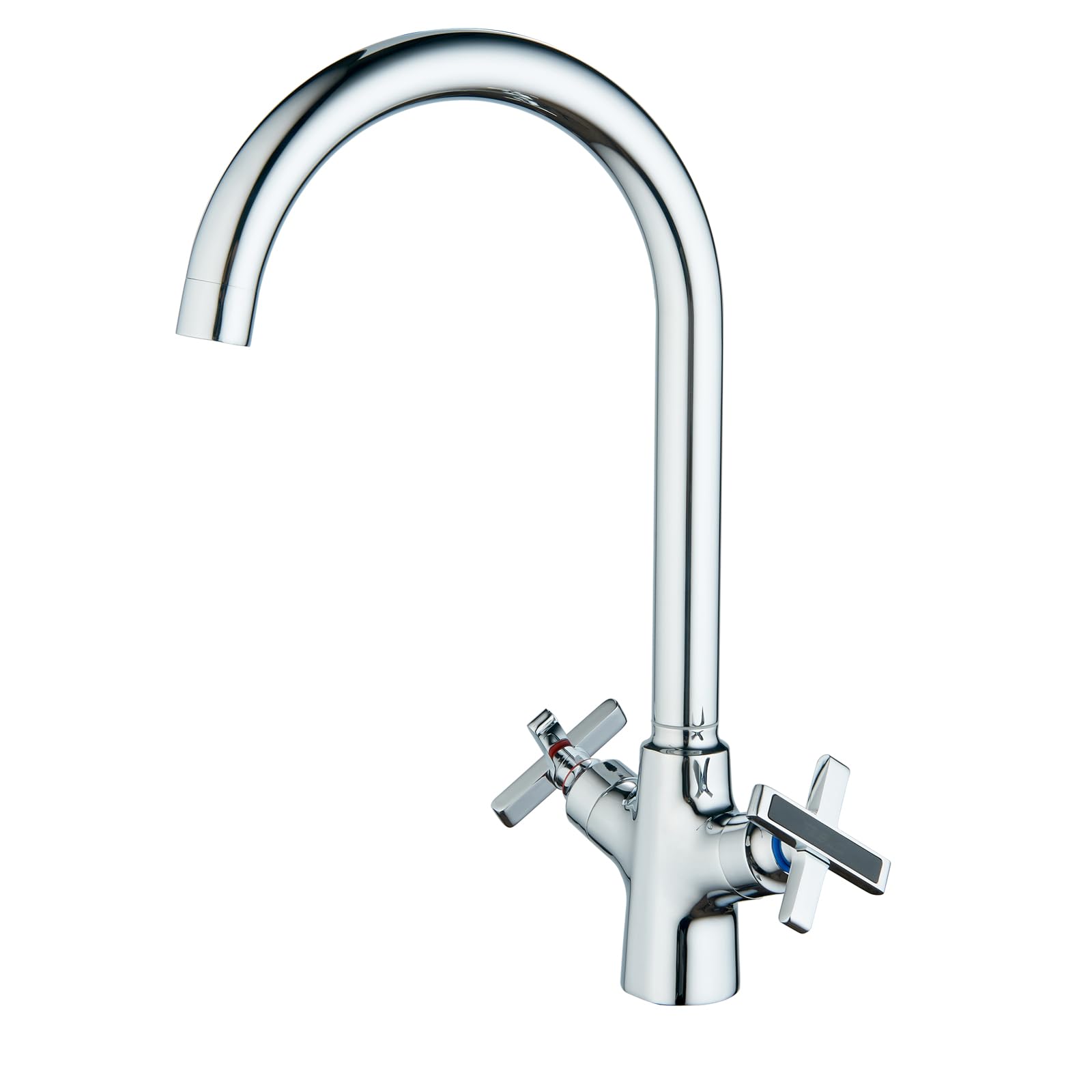 BELZ Kitchen Sink Mixer Taps Monobloc Swivel Spout Chrome Brass Dual Lever with Hoses for Kitchen Sink&Bar,Chrome