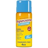 Aspercreme Lidocaine Dry Spray, Soothes Aggravated Nerves, 4 oz. | Maximum strength 4% lidocaine, numbing topical pain relief spray, sprays at any angle, quick drying spray