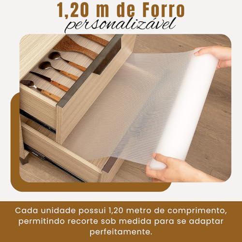 Forro de Gaveta 1,50m Antiderrapante em EVA - Protetor de Gavetas, Armários e Prateleiras, Lavável, Reutilizável e Multiuso para Cozinha, Banheiro e Geladeira - UpShop