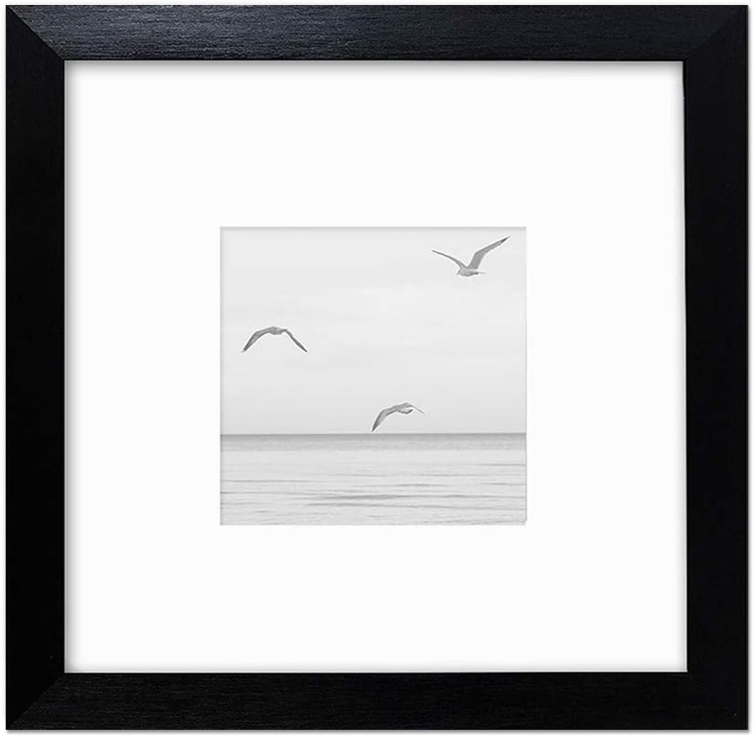20x20cm With Mount For 10x10cm Photo - GLASS Window - Oxford Black Square Thin Picture Frame/Width Of Frame 2cm