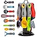 HULLR 9-Piece Kitchen Gadgets Tools Set, Pizza Cutter, Apple Corer, Vegetable Peeler, Multifunctional Bottle Opener, Cheese Slicer, Grater, Scoop, Slicer, with Rotating Stand