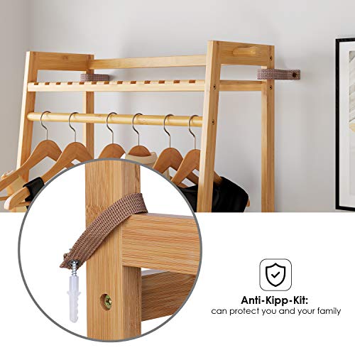 Homfa Bamboo Clothing Rack, Multifunctional Garment Stand for Clothes