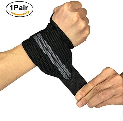 Fitness Wrist Wraps 23'' 1 Pair Wrist Wraps With 3'' Thumb Loops Support Braces for Bodybuilding, Weight Lifting, Strength Traning (grey)