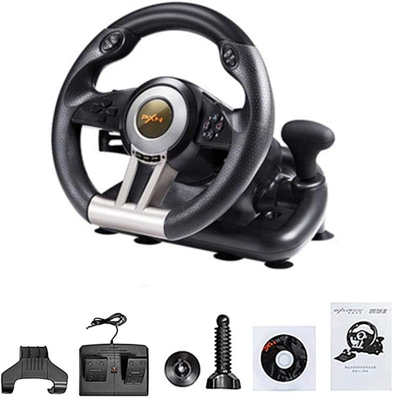 LiuXi Game Steering Racing Wheel Gamepad Controller Simulation Racing Simulation Driving School Auto Support PC/PS3/PS4/X-One One Size Black