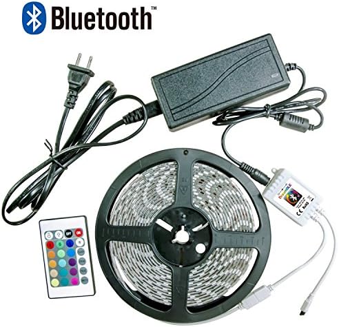 FEICAN Bluetooth LED light Strip, 5M Length 300 RGB Lights SMD 5050 Music Starry Soft Light Strip Kit with 3M Adhesive, Waterproof IP65 Muiti Color Changing for Indoor Outdoor Decoration in Festivals