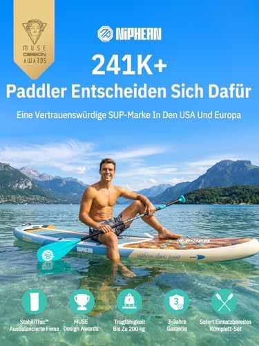 Stand up Paddling Board mit Sitz und Allem Zubehör, 320cm Paddleboard für Aller Fähigkeitsniveaus, SUP Board 200kg Tragkraft für 2 Personen, Standup Paddle Board for Adults