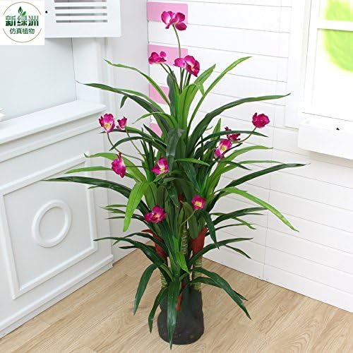 Fkduih Simulation Plants, Potted Living Room, False Tree, Simulation Flowers, Interior Decoration, Plastic Flowers, Landing Flowers, Hanging Orchids, Cherry Bonsai,C
