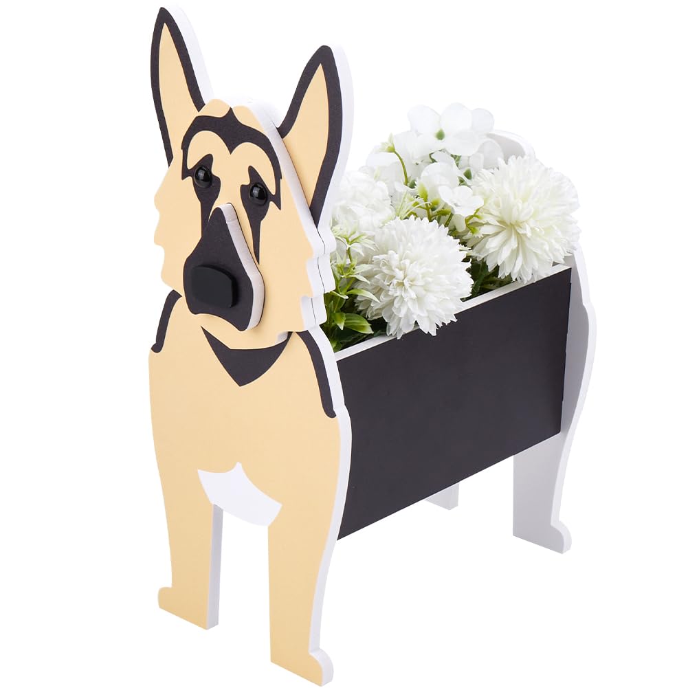 CREATCABIN German Shepherd Dog Planter Plant Pots Pet Animal Shaped Planter Pot Flower Garden Planter Plant Storage Container PVC for Indoor Outdoor Garden Plants DIY Decoration Gifts 12.99x8.66Inch
