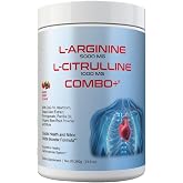 L-Arginine 5000mg &amp; L-Citrulline 1000mg Combo+&reg; - Mixed Berry, 30 Servings, 390g Nitric Oxide Booster Drink Mix Powder - CoQ10 &amp; Organic Beet Root - High Potency Heart &amp; Circulation Support USA