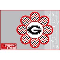 Georgia Bulldogs CHEVRON STRIPED FLOWER w/G LOGO 4" Vinyl Decal #1 Car Truck Window Sticker