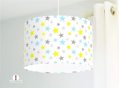 Deckenlampe Kinderlampe Mit Sternen Fur Babys Und Kinderzimmer Gelb Hellblau Grau Amazon De Handmade