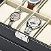 TWING Black Pu Leather 20 Grid Jewelry Watch Display Organizer Gloss Top Box Case Large