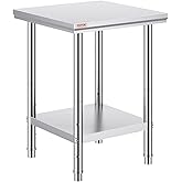 VEVOR 24 x 24 x 32 Inch Stainless Steel Work Table Commercial Kitchen Prep & Work Table Heavy Duty Prep Worktable Metal Work 