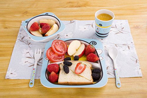 image for KLASKWARE Bamboo Fiber Kids Dinnerware Set Eco-friendly Baby Toddler K