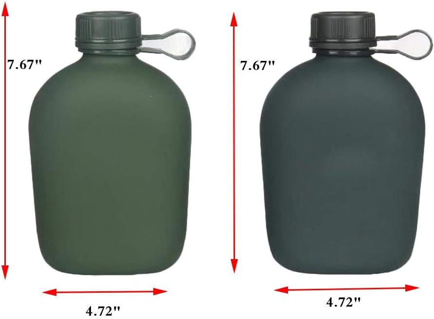 Jadedragon Military Canteen Water Bottle, Aluminium Water Canteen Reinforced Nylon Cover Belt Holster, Capacity 1/1.5/2/2.5/3L Portable Water Bottles with Shoulder Strap