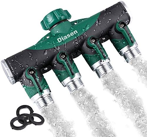DAISEN 4 Way Hose Splitter Water Saving Garden Hose Connector with 4 Rubber Washers Great Helper for Summer Watering(4 Ways)