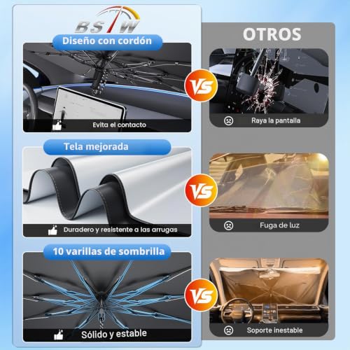 [2026 Upgrade] BSTW Compatible with Toyota C-HR AX20 2024-2026 & C-HR AX10 2016-2023 Windshield Sunshade, Auto Folding Sunshade Design with Drawstring, Sunscreen and UV Protection