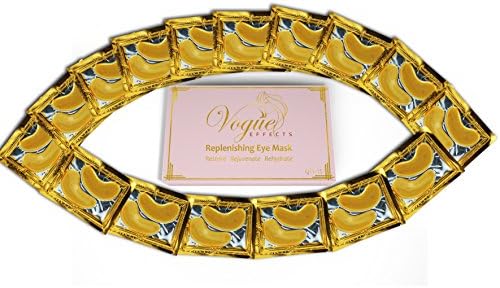 24k Gold Eye Mask - with Collagen by Vogue Effects (15 Pairs), Under Eye Mask Treatment for Puffy Eyes, Dark Circles Corrector, Used for Eye Bags, Anti Aging Patches Luxury Gift for Women and Men