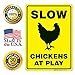 Chicken Crossing Sign, Slow Chickens at Play Sign, Chicken Coop Sign Funny, 10x14 Rust Free Aluminum, Weather/Fade Resistant, Indoor/Outdoor Use, Made in USA by SIGO SIGNS