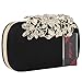 Fawziya Flower Purse With Rhinestones Velvet Clutch Evening Bags-Black