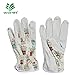 Worth Garden Cute Pigskin Leather Canvas Work Gloves Breathable Lightweight Gardening Gloves for Women Fingertips Protection Adorable Potted Pattern - Gift for Gardeners
