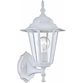 WISBEAM White Outdoor Wall Lantern, Outdoor Wall Sconce for House Porch Lighting Fixture, E26 Base 60W Max, Metal Housing Plu