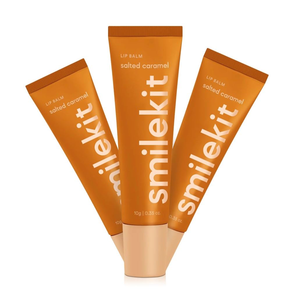 Smilekit® Flavoured Lip Balm | 6 Insane Flavours | Natural Gloss Beauty | Zero Tint | Flavoured Lip Balm with Natural Oils and Vitamins | Travel Pack (One Size, Salted Caramel)