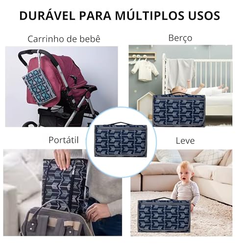 Trocador de Fralda, Trocador para Bebe, com Bolsos, Portátil, Impermeável, Macio, à Prova D'água