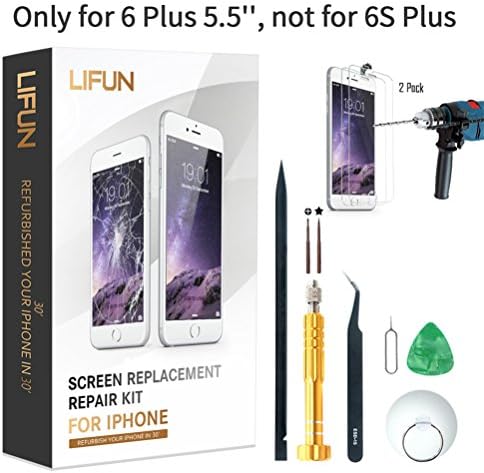 Screen Replacement for iPhone 6 Plus 5.5'' in White,Including All Tools,Instruction,2 Screen Protectors, Repair Kit With Digitizer LCD Touch Screen Frame Assembly (White,5.5inch)