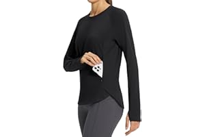baleaf Women's Thermal Running Shirts Long Sleeve Fleece Workout Tops Thumbholes Zipper Pocket Cold Weather Gear Athletic