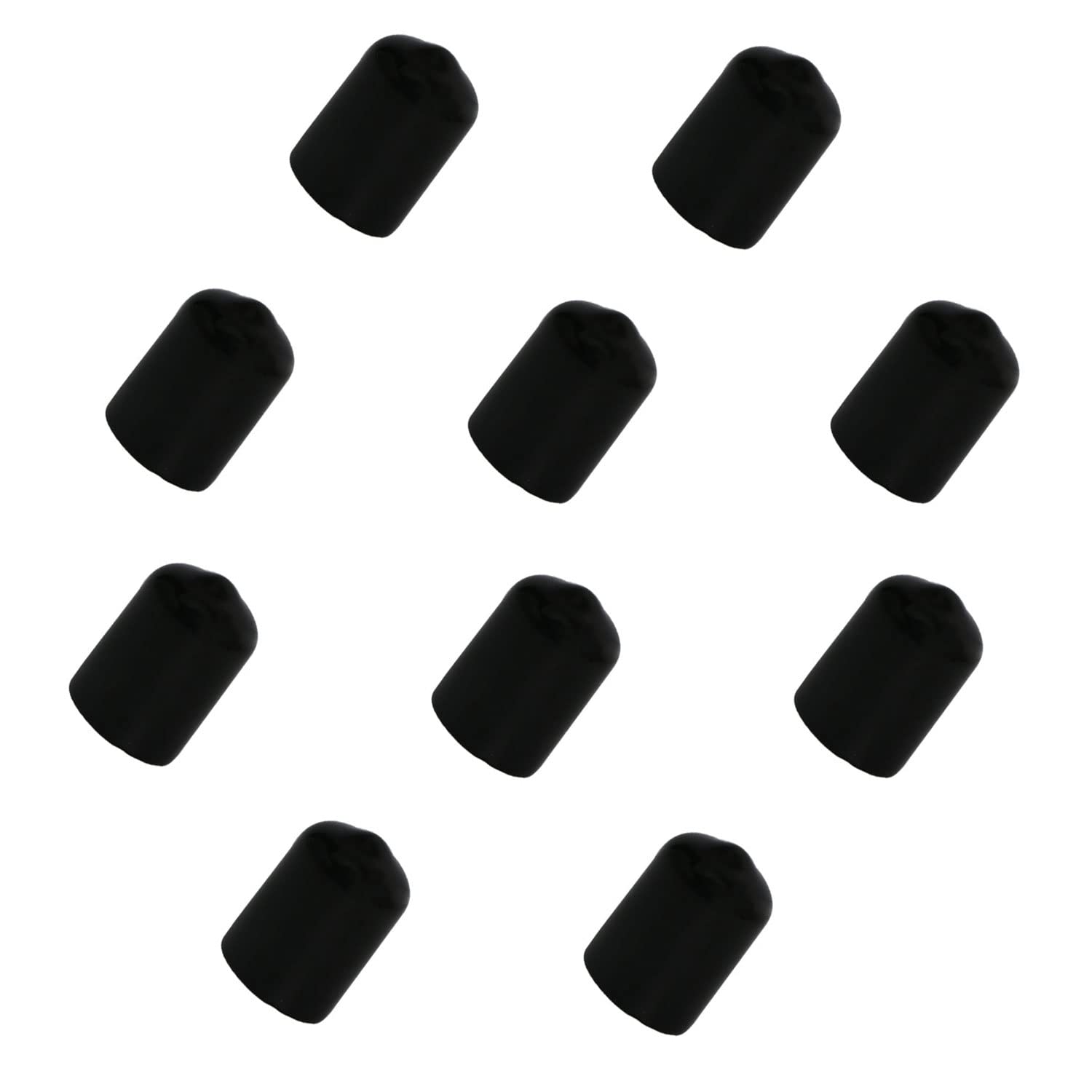 Ohamtes 10PCS ID20mm(51/64") Black PVC Rubber End Caps, Vinyl Flexible End Caps, Round Pipe End Caps, Bolt Thread Protector Safety Caps
