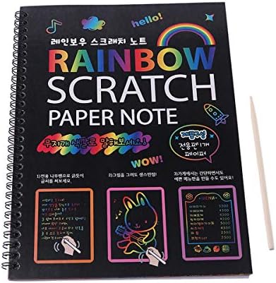 Chermyaa スクラッチペーパー 塗り絵 ノート式 スケッチブック 手作り絵画 子供 Diy 手作り 新着 画材 虹絵 画用紙 学童用品 絵の具 スクラッチミニペン1本