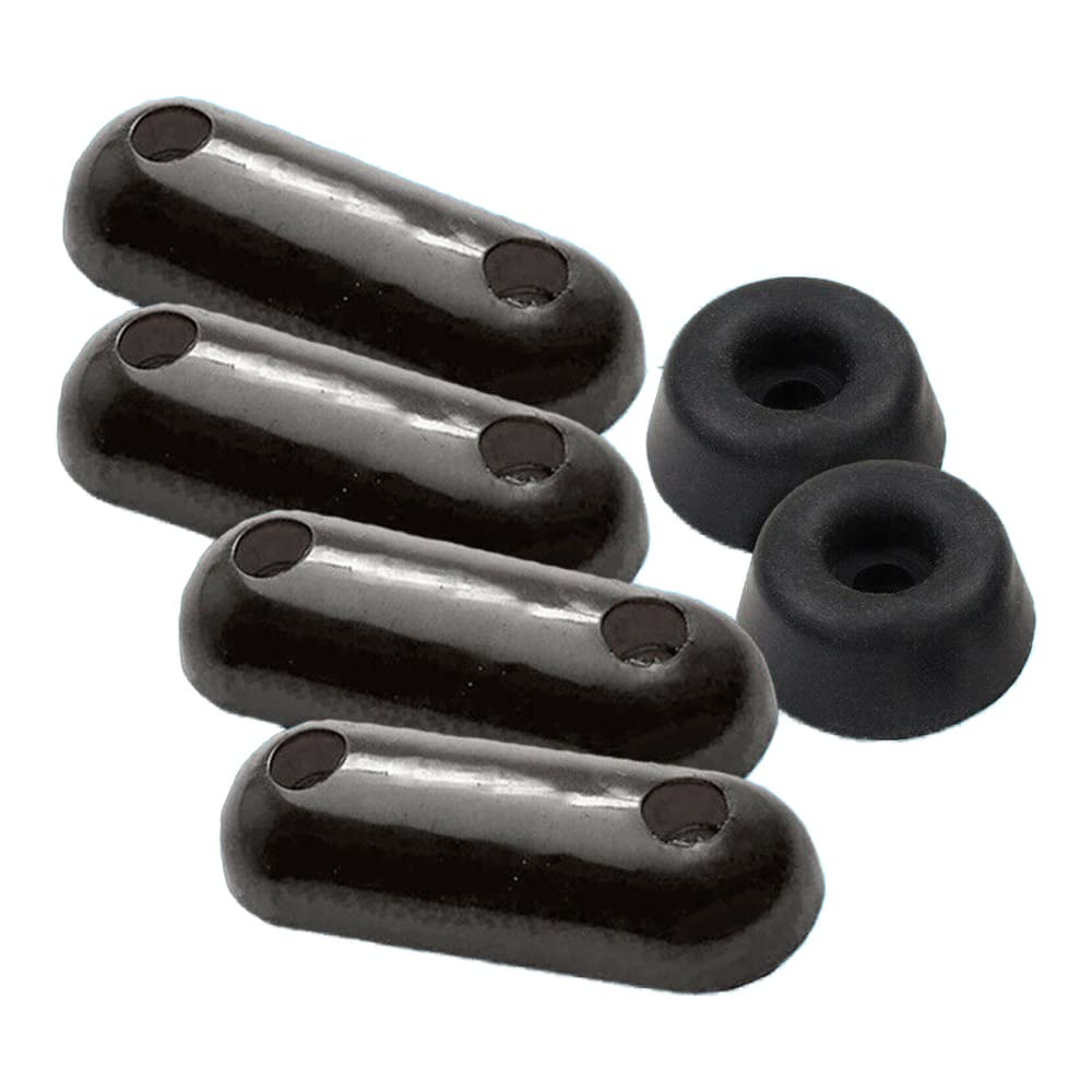 Merriway BH04471 (6 Pcs) Toilet WC Seat Buffer Set 4 x 60 mm (2.1/2 Inch) and 2 x 19 mm (3/4 Inch) Round Black Rubber - Pack of 6 Pieces