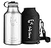 Swig Savvy Vacuum Insulated Stainless Steel Double Wall Wide Mouth Sports Water Bottle with Storage Sleeve, 64 Ounces, Silver